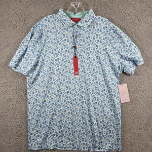 NWT Redvanly Polo Shirt Men's Size Large Malibu Blue Floral Golf Stretch